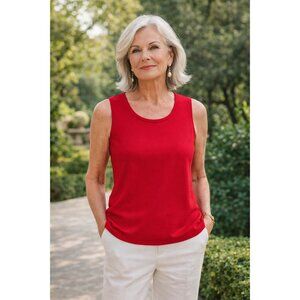 Chico's Scoop neck Tank top Zen Karma SL Knit Red size 1 Medium